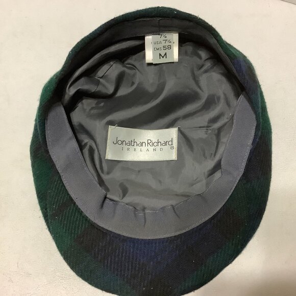 Jonathan Richard Ireland Plaid Newsboy Cap Hat Green/Blue Size M 7 1/8 7 1/4 - Picture 6 of 8